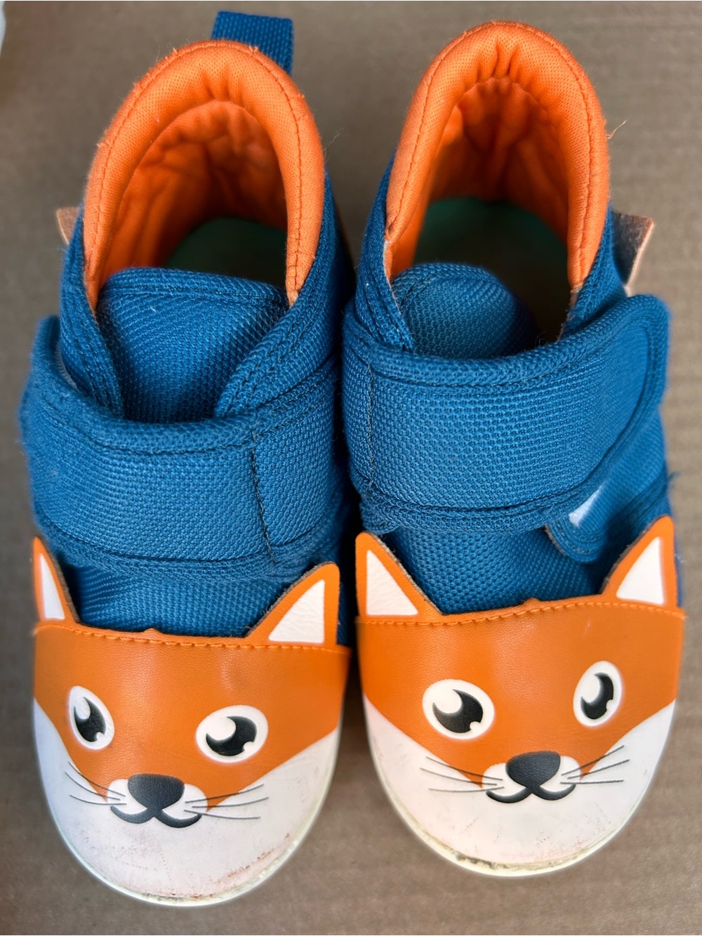 Kids Blue & Orange Fox Slip-On Sneakers